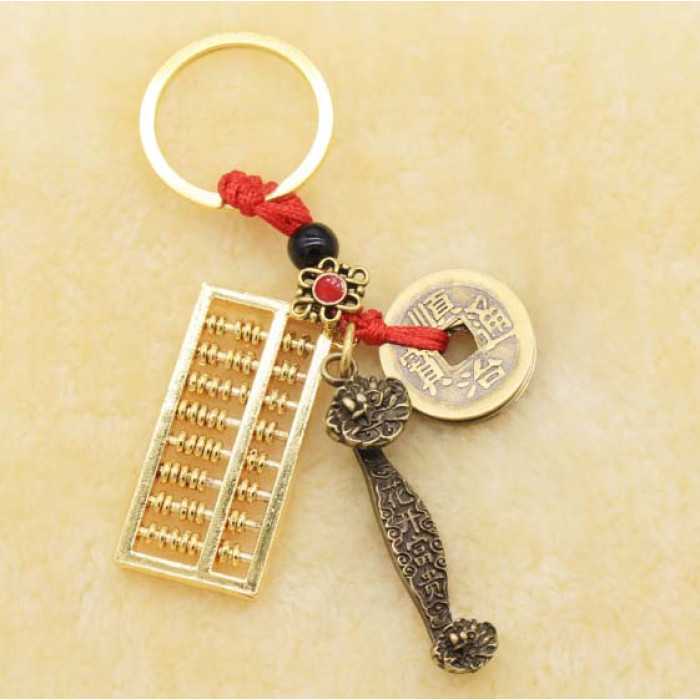 Keychain Feng Shui Abacus with Ruyi Scepter