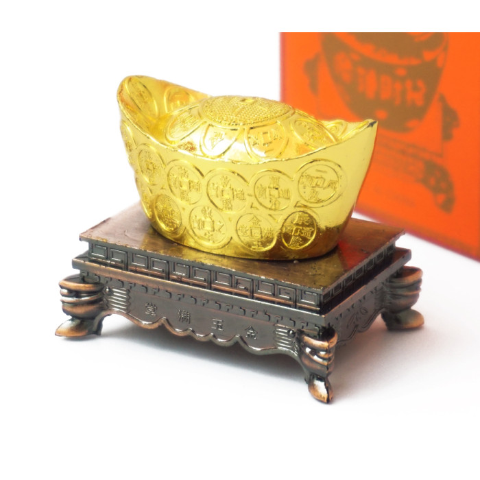 Bowl of abundance in coins on a stand Large