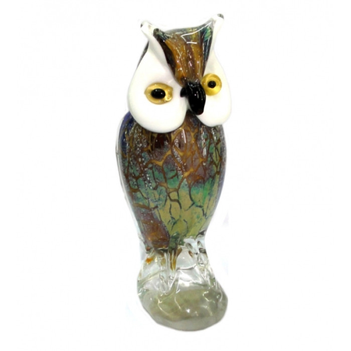Owl colored cast glass