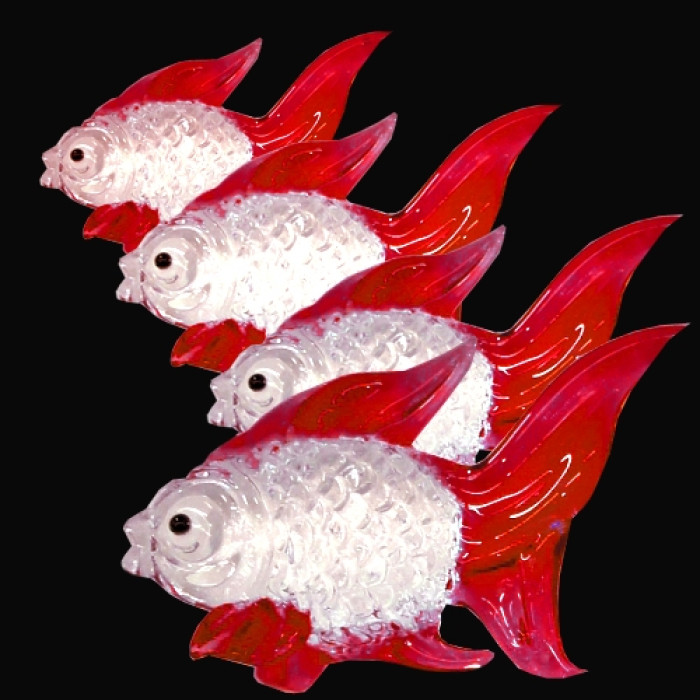 Set of four red fish