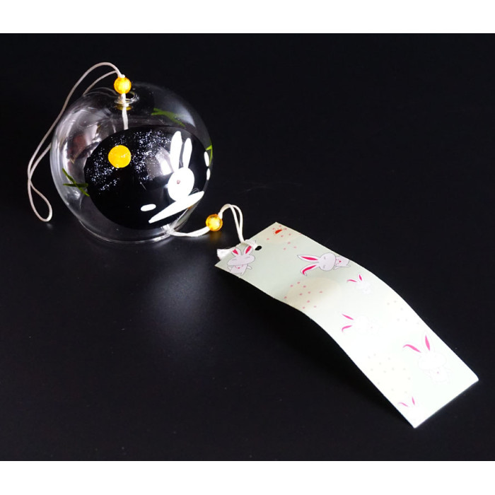 Японський скляний дзвіночок Фурін Два зайці