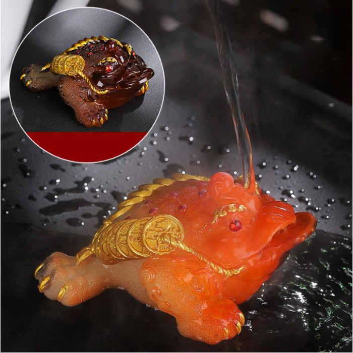 Tea toy Frog of Wealth Red medium heavy