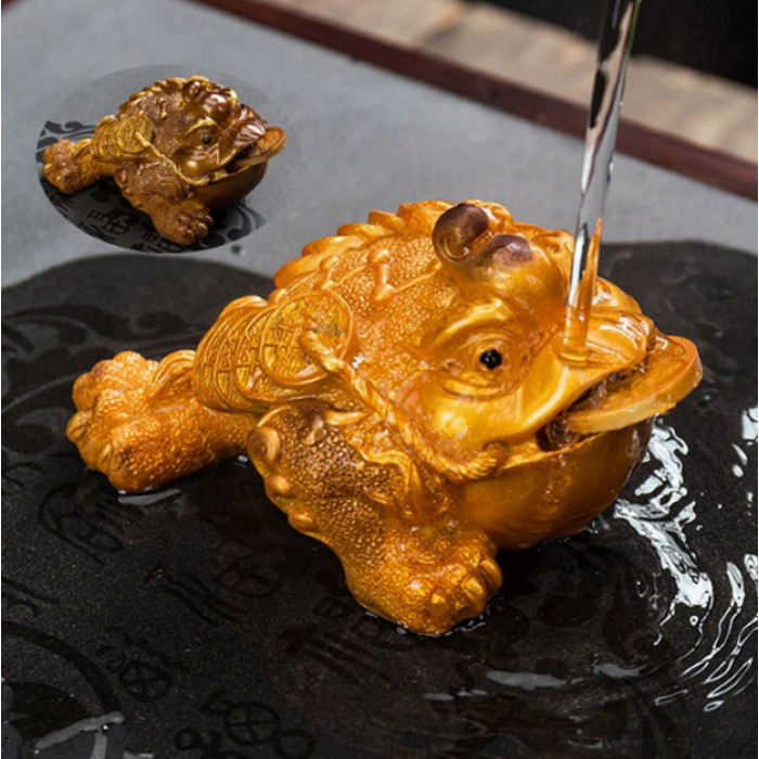 Tea toy Frog of Wealth Brown Large