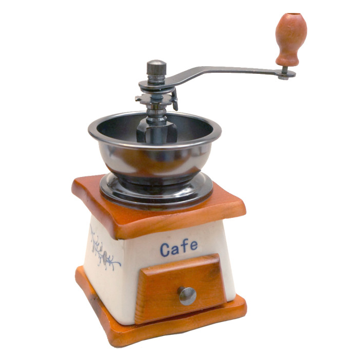 Coffee grinder - manual grinder "Melnichka" faience Gray top