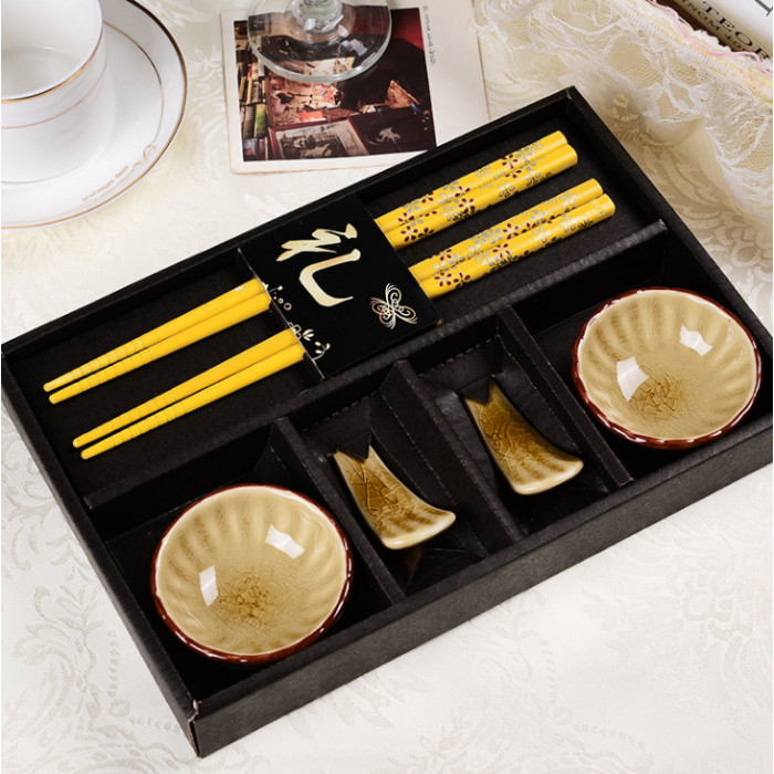 Sushi set "Chrysanthemums" 6 items Gold