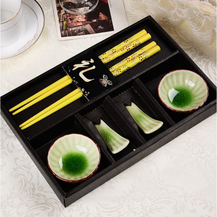 Sushi set "Chrysanthemums" 6 items Green