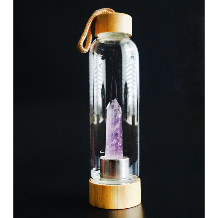 Water bottle with crystal 550ml. Amethyst