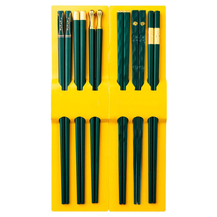Chopsticks "KangJu" set 6 pairs Green Plastic