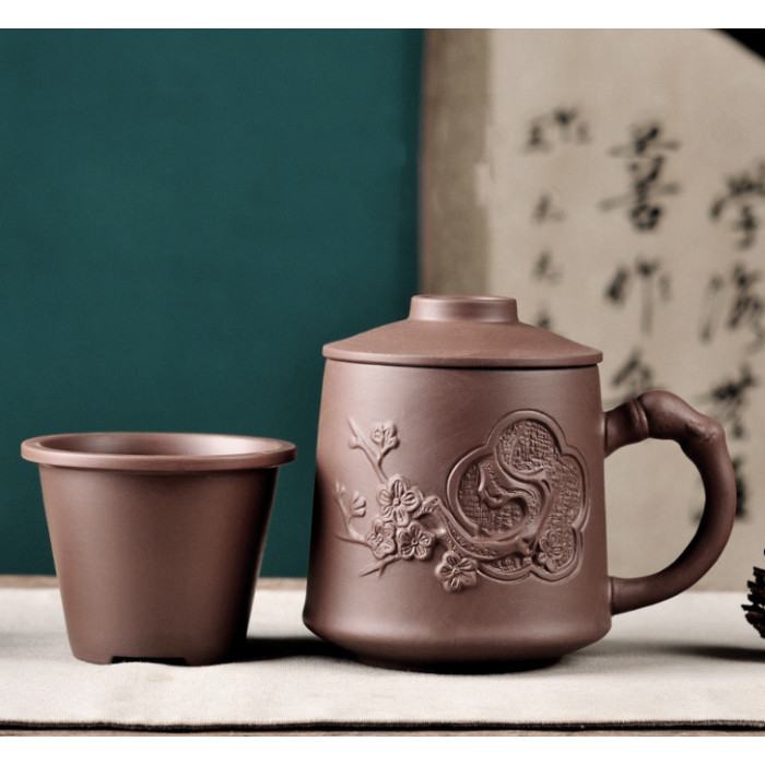 Cup "Plum Blossom" with a sieve brown 400ml.