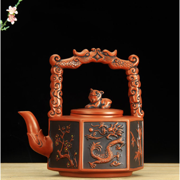 Teapot Hexagonal dragon red 2800ml.