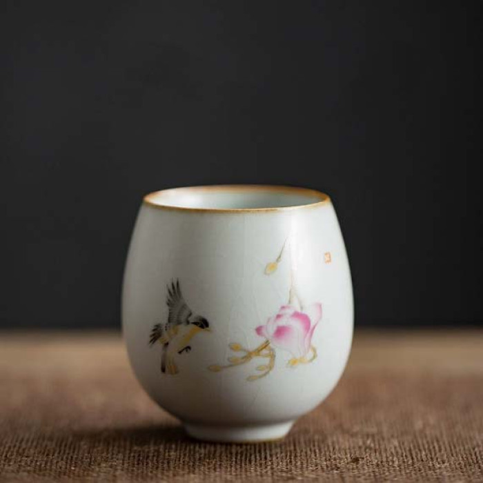 Ceramic chabei for tea ceremony "Egg Cup Magnolia"