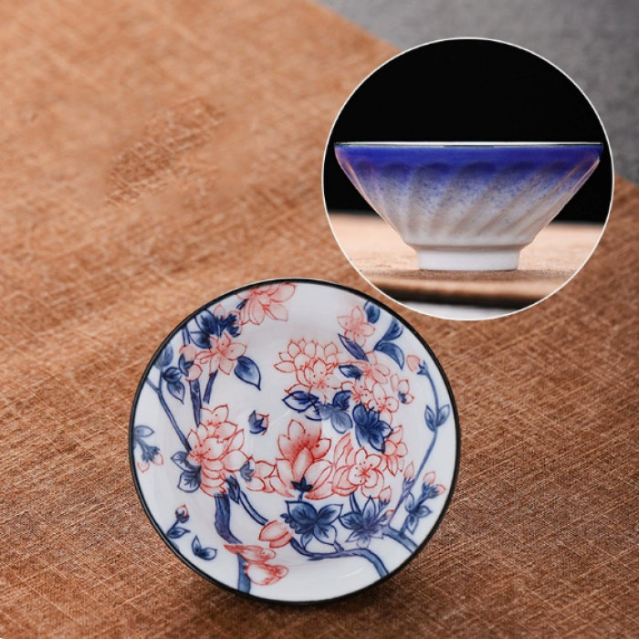 Chabei Cup for Gongfu Cha "Bamboo Hat" Apricot flowers