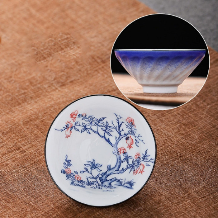 Chabei Cup for Gongfu Cha "Bamboo Hat" Pomegranate tree