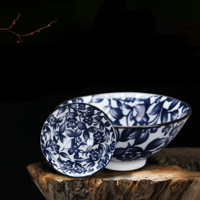 Chabei Cup for Gongfu Cha "Bamboo Hat" Blue forget-me-nots