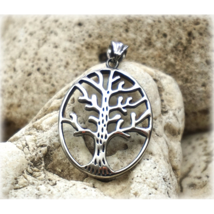 Amulet "Boho" stainless steel Tree of life oval №011