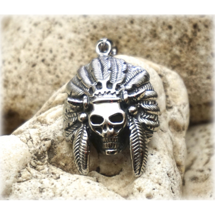 Amulet "Boho" stainless steel Indian skull №028