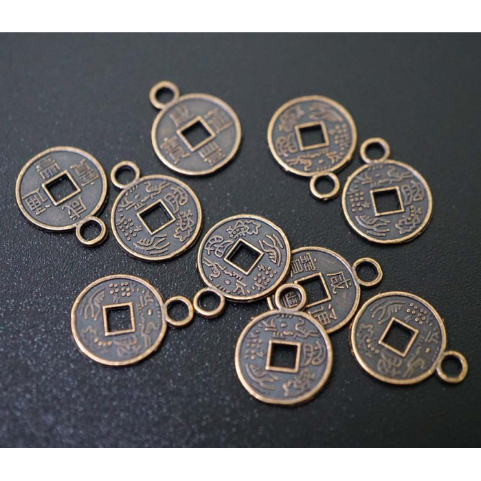 Amulet in wallet Chinese copper coin 10 pieces