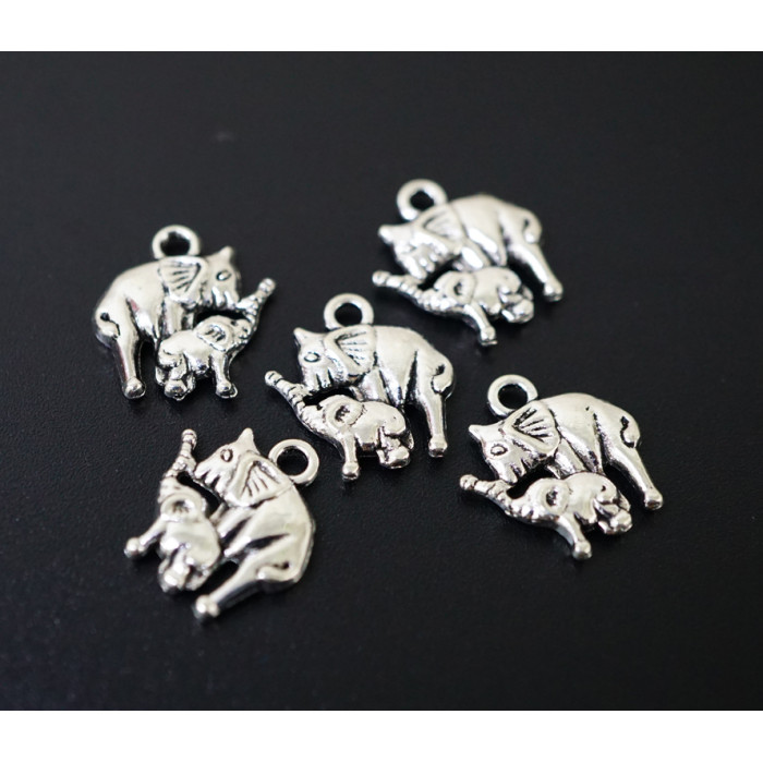 Amulet in a wallet Pair of silver-like elephants 10 pieces