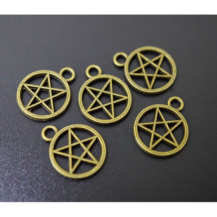 Amulet in a wallet Pentacle in a circle in bronze 10 pieces