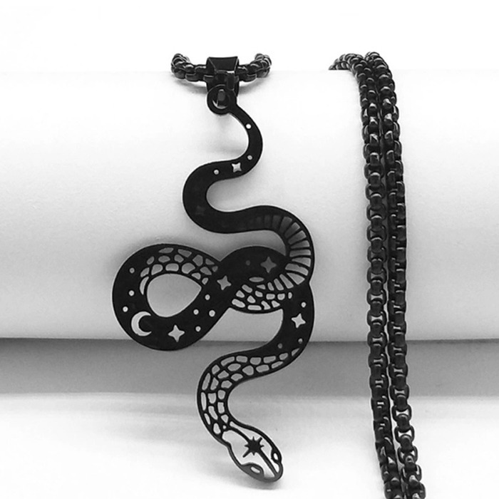 Talisman Snake black metal with a 60cm chain.