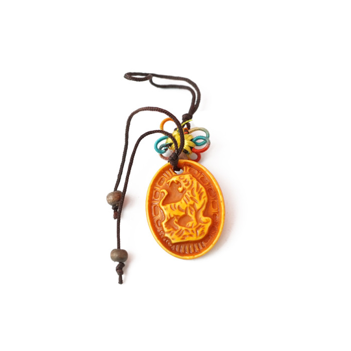 Keychain Feng Shui Oval Tiger plastic