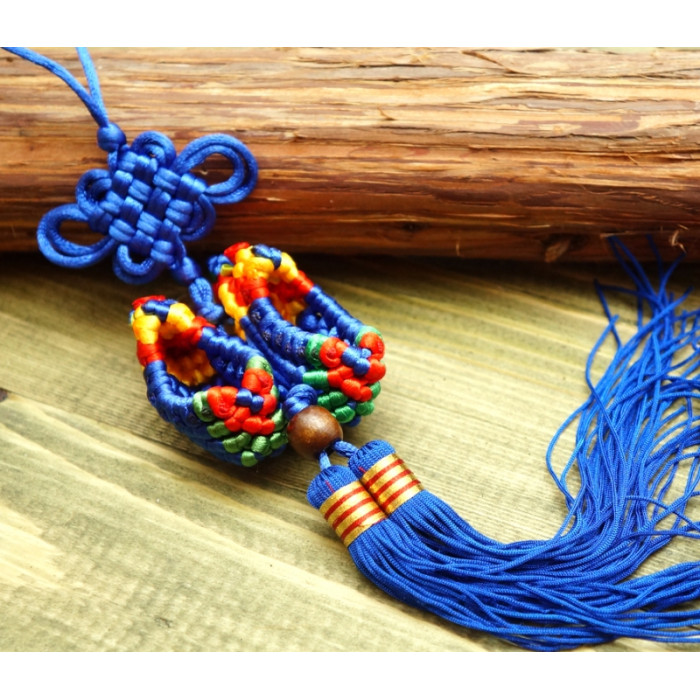 Slippers knitted with a brush Blue small