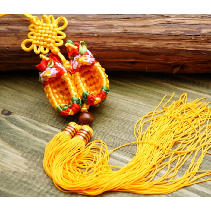 Slippers knitted with tassel Yellow small
