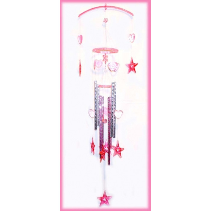 Singing winds "Plastic" 8 tubes Stars + Hearts Pink