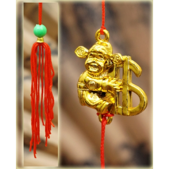 Feng Shui plastic pendant with tassel Tai Sen + Dollar