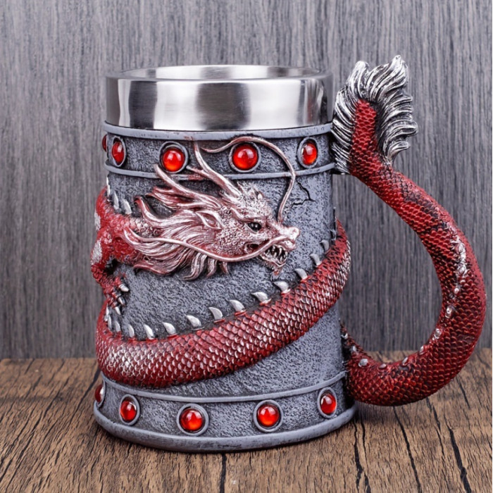 Polystone Red Dragon mug 550 ml.