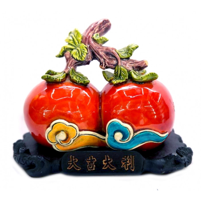 Two peaches on a branch polystone variegated