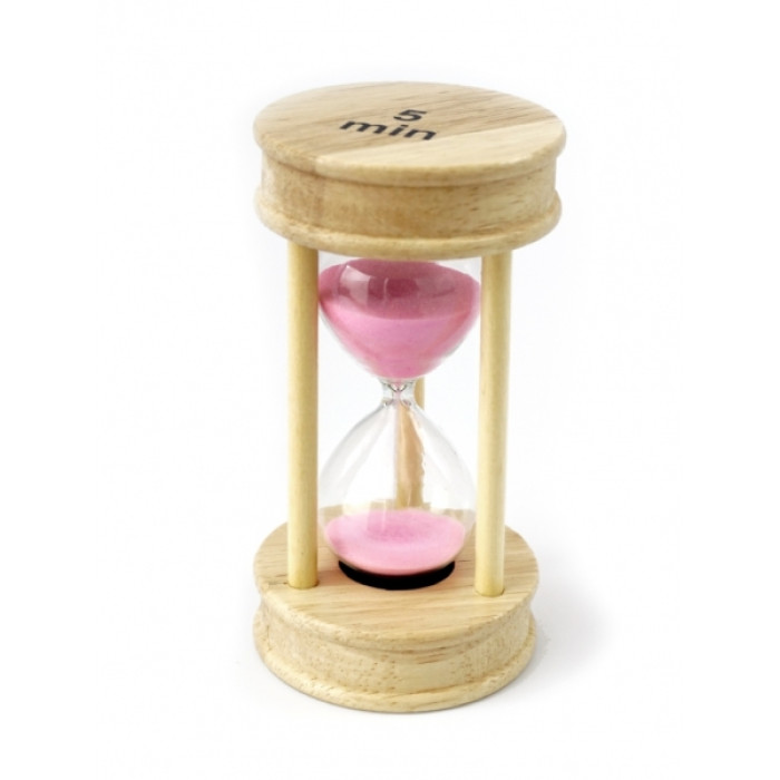 Пісочний годинник "Коло" дерево 5 хвилин Рожевий пісок