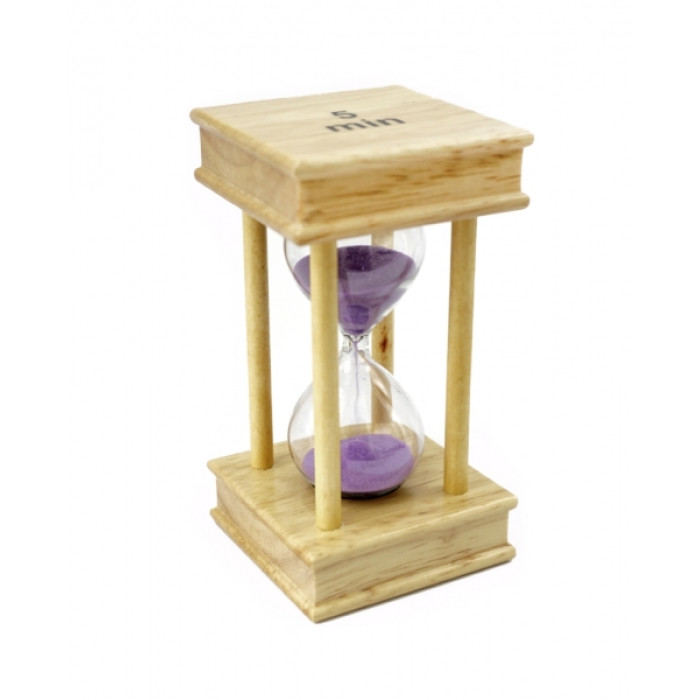 Hourglass "Square" wood 5 minutes Lilac sand