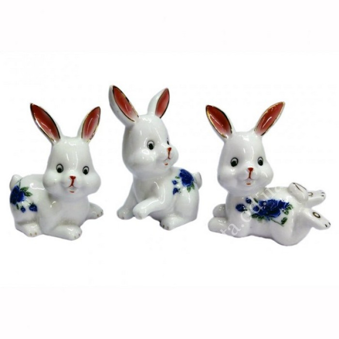 Hares 3 pieces in a set faience