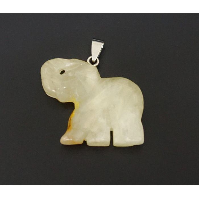 Pendant Elephant Yellow chalcedony