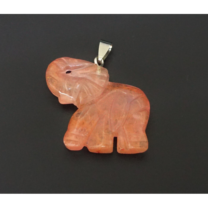 Pendant Elephant Chery quartz