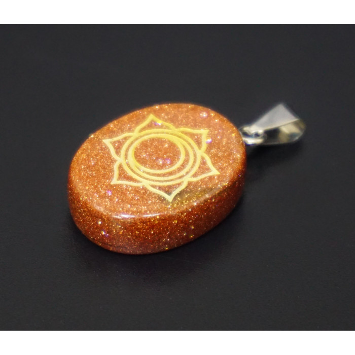 Pendant oval chakra Svadhisthana Red aventurine