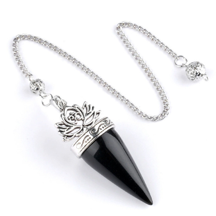 Dowsing Pendulum "Lotus" Black obsidian