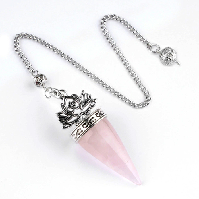 Dowsing Pendulum "Lotus" Rose quartz