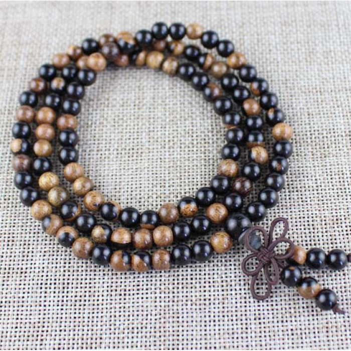 Black Wood Yin Yang Prayer Beads 6mm
