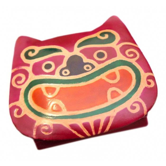  Leather wallet with a button ZOO Tiger Raspberry