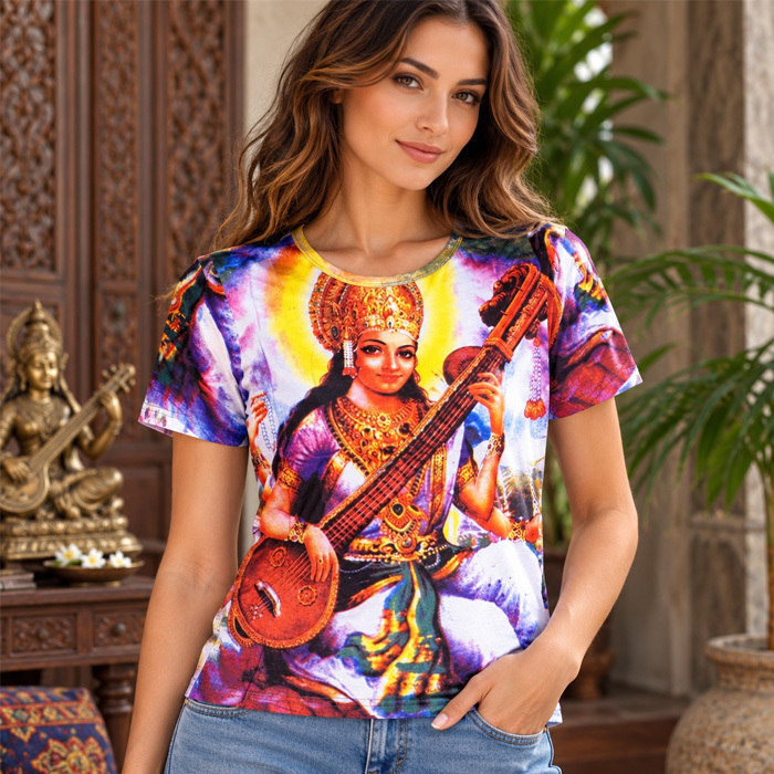 Women's T-shirt short sleeve colored Saraswati