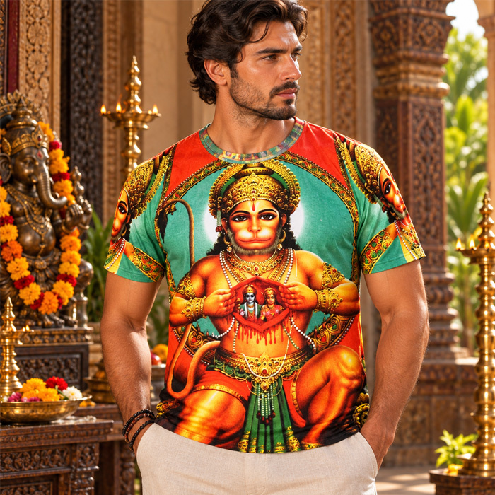 T-shirt for men short sleeve Hanuman green