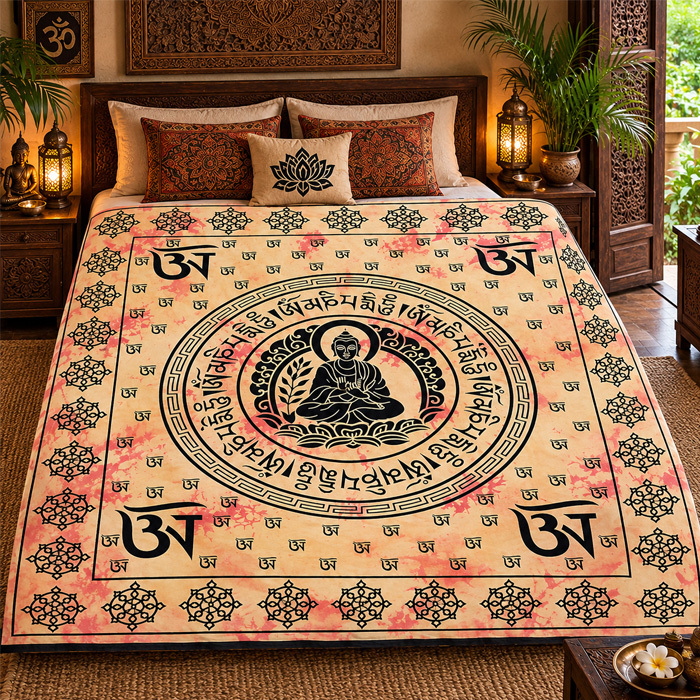 Double Bedsheet Buddha Sanskrit yellow
