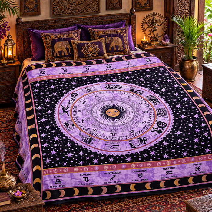 Double Bedsheet Astrology lilac