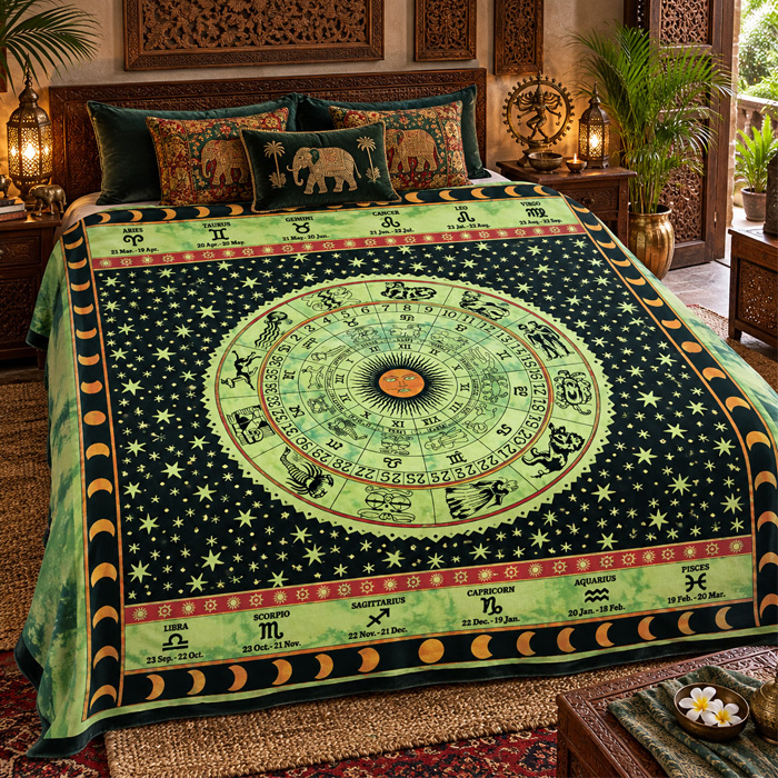 Double Bedsheet Astrology light green