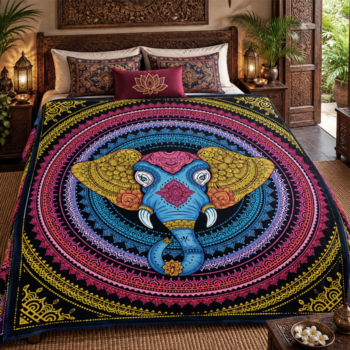 Double Bedsheet Elephant head colored