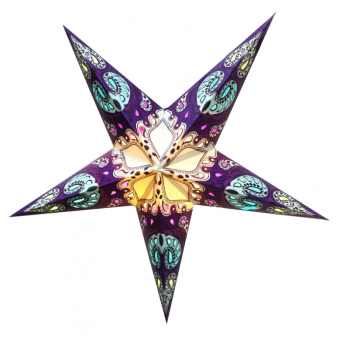 Lampshade Star cardboard 5 beams PURPLE TURQUOISE CYRUS