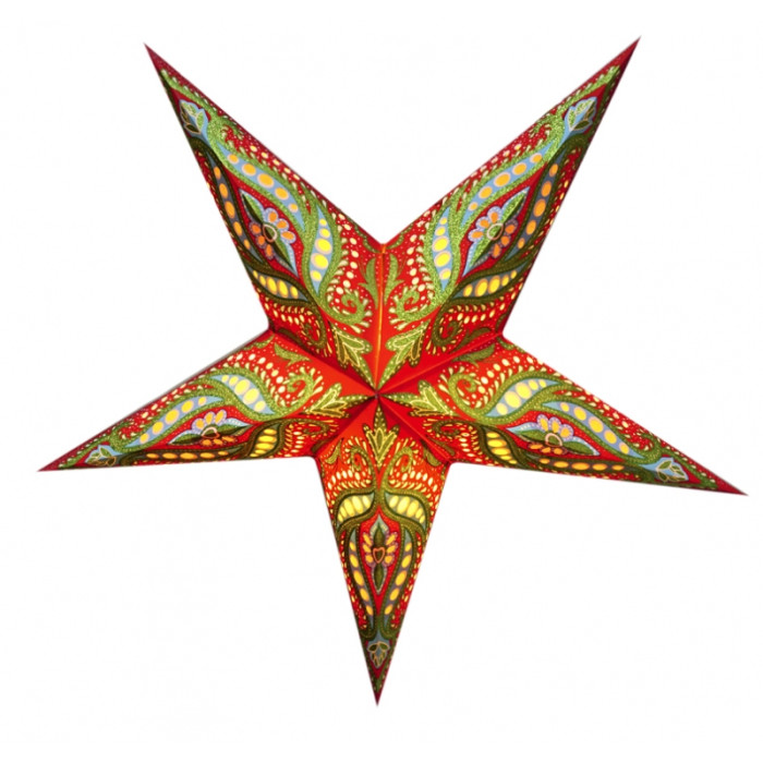Lampshade Star cardboard 5 beams Red Green Unicorn Zari
