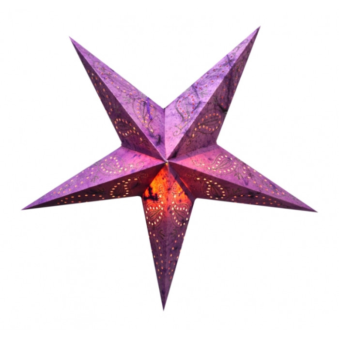 Lampshade Star cardboard 5 beams PURPLE PAISLEY EMBD